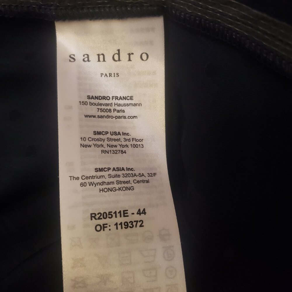 Sandro Paris Marc Dress Navy Blue Crinkle Dot Long Sleeve Button Front 40 US 8 - Picture 9 of 9